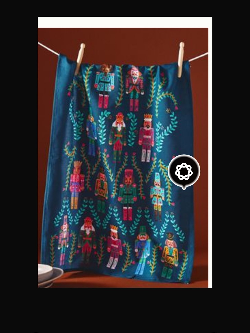 NWT Anthropologie Nutcracker Dish Towel—Colorful, Fun Holiday Dish Towel